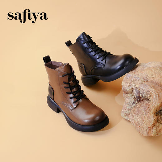 超值精选 | Safiya/索菲娅2023冬季潮酷街头粗跟英伦风圆头马丁靴 SF33912353 商品图1