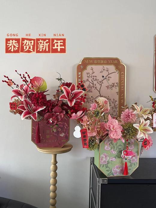 【年宵材料包】新中式年宵花成品材料包搭配（花盒25*9.5*25cm） 商品图1