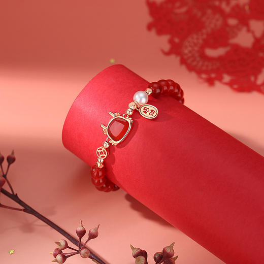 龙年原创招财【国潮新中式红玛瑙手链】手串女 中国风 新年本命年手饰品 商品图3