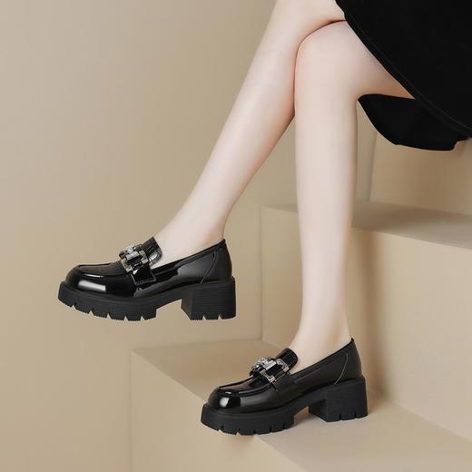 ZHR玛丽珍鞋2024春季新款洋气时尚休闲英伦风百搭水钻厚底乐福鞋 商品图1