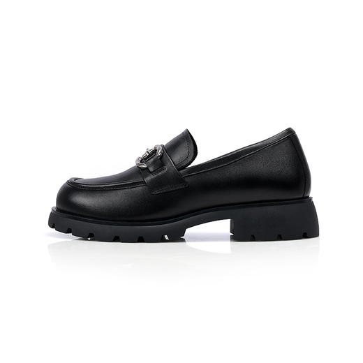 足行健铿锵玫瑰-乐福鞋女春季英伦风小皮鞋女黑色单鞋牛皮粗跟 商品图4