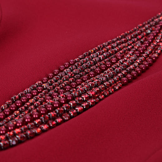 PE843斯尔丽2024新款欧式钉珠钻收腰礼服宴会连衣裙 商品图4