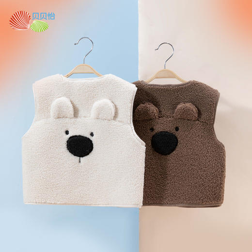 贝贝怡马甲羊羔绒女童男童2024新款可爱卡通外衣春秋保暖坎肩ZB1DS021 商品图1