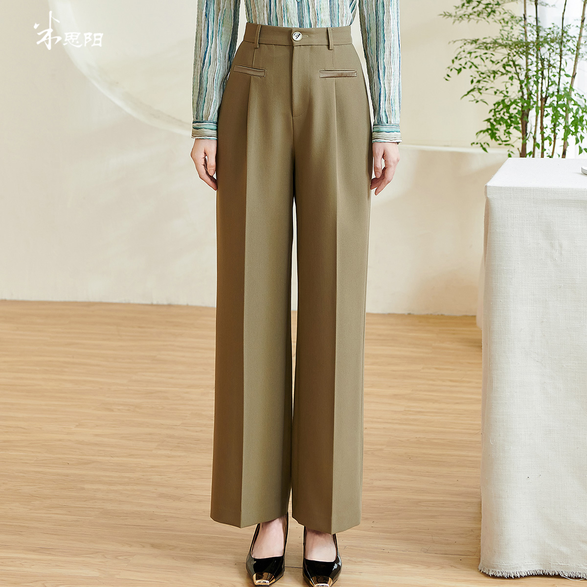 剩S/XL/XXL 米思阳2026春季新款百搭时尚纯色休闲裤高腰直筒长裤女0073