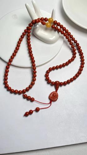 41792南红玛瑙项链-宝宝佛流苏蜜蜡圆珠