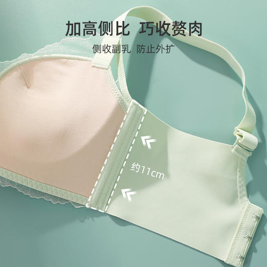 【强聚拢】熳洁儿 内衣女小胸聚拢蜜桃胸显大文胸舒适无钢圈无痕美背仙气蕾丝24261503 商品图7