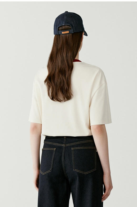 环保棉针织圆领短袖T恤 “福”字绣标 环保种植棉 质感垂坠 宽松版型 商品图1