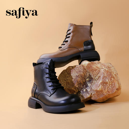超值精选 | Safiya/索菲娅2023冬季潮酷街头粗跟英伦风圆头马丁靴 SF33912353 商品图0