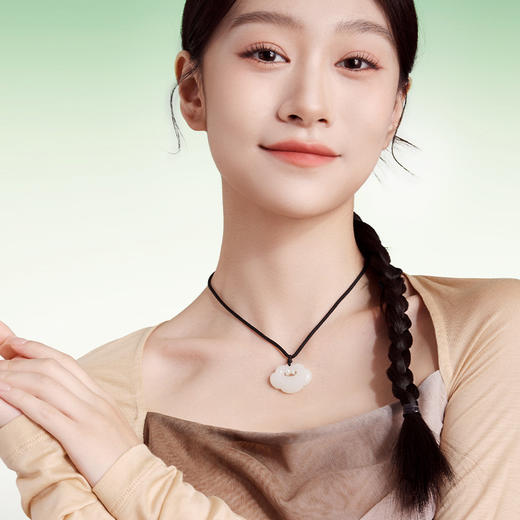 周六福珠宝玉石玉如意吊坠男女和田玉白玉玉坠挂件送人礼物 商品图4