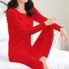 【大红套装】【女士羊毛蚕丝圆领保暖套装】女士新款保暖套装蚕丝套装保暖衣【FF25821】 商品缩略图0
