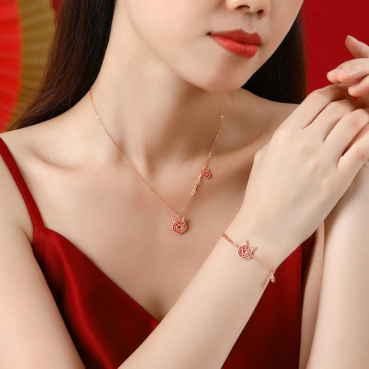 原创金钱币龙手链女【复古国潮 中国风福字手环】龙年新中式 铜钱手饰品 商品图2