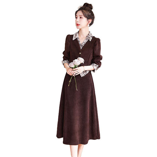 HR WC1139气质时尚大方拼接撞色假两件上衣半裙两件套 商品图4