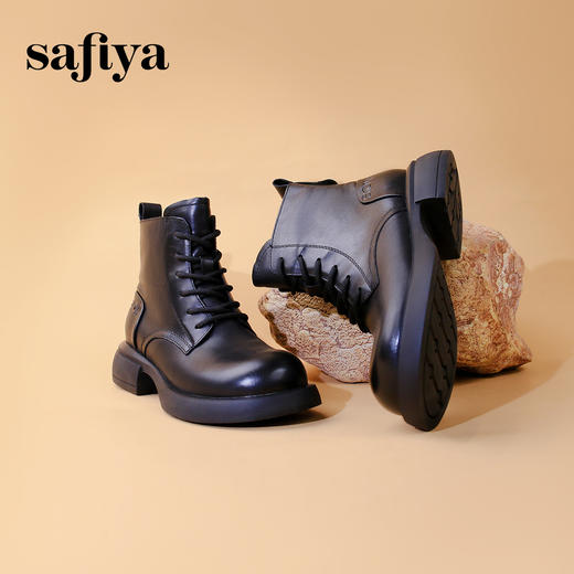超值精选 | Safiya/索菲娅2023冬季潮酷街头粗跟英伦风圆头马丁靴 SF33912353 商品图5