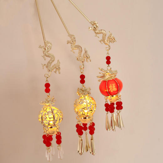 国潮古风发光灯笼发簪 复古宫灯流苏簪子 汉服步摇头饰发饰 商品图0