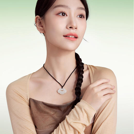 周六福珠宝玉石玉如意吊坠男女和田玉白玉玉坠挂件送人礼物 商品图3