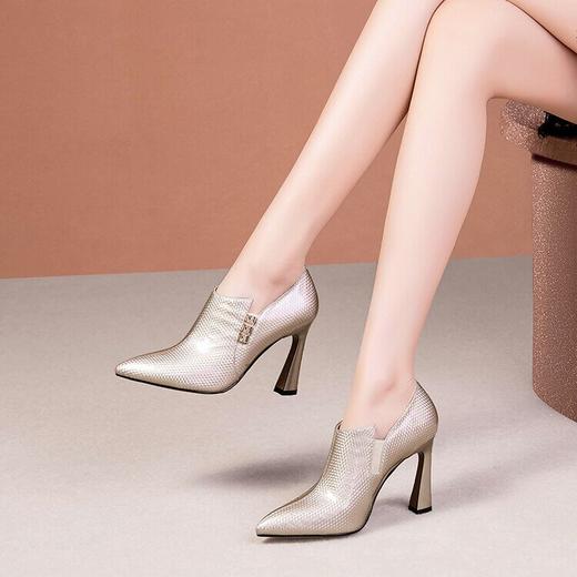 尖头细跟高跟鞋金属水钻，窝窝鞋裸靴深口单鞋QS&7538-3 商品图3