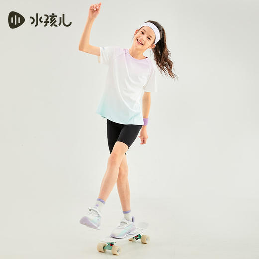 水孩儿童装24夏季新款女童防晒凉感短袖T恤儿童时尚渐变圆领衫 商品图6