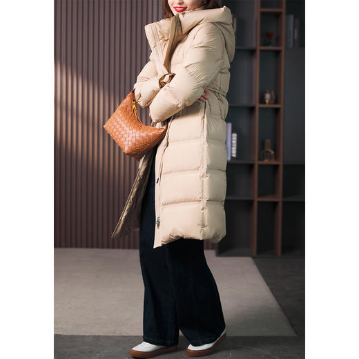 原形90白鹅绒连帽气质羽绒服女2023冬季新款收腰修身加厚保暖外套 商品图3