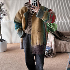 BNC×Azure Pepper冬季双面穿宽松彩色小众自制提花缩绒绵羊毛外套