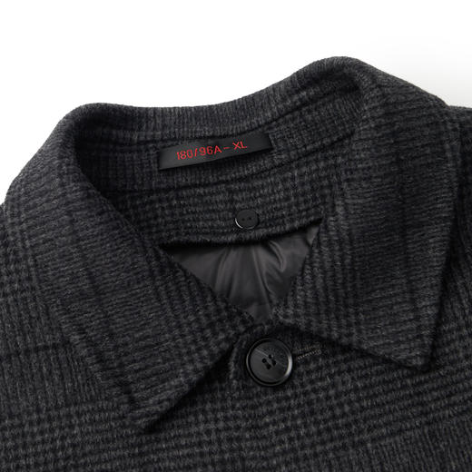 【含绵羊毛】柒牌格纹大衣男2024秋冬新款可脱卸鸭绒内胆翻领外套	127D70030 商品图2