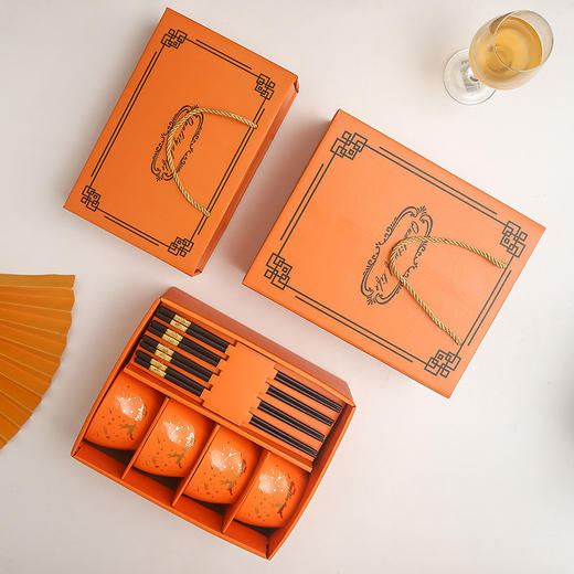 「烫金礼盒款！数款可选」陶瓷碗色釉方碗餐饮用具 伴手礼碗筷套装企业年会送客户创意小礼品 商品图1