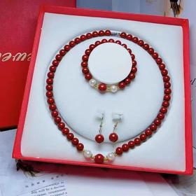 [小滋心选]【活动价低至￥89.9】【朱砂首饰三件套 紫金砂塔链】黛唯梵 项链手链耳环 女神节送妈妈送婆婆新年礼物