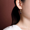 S925纯银镀金，血珀复古气质莲花水滴耳坠优雅简约百搭银耳钩CW-EG01895 商品缩略图3