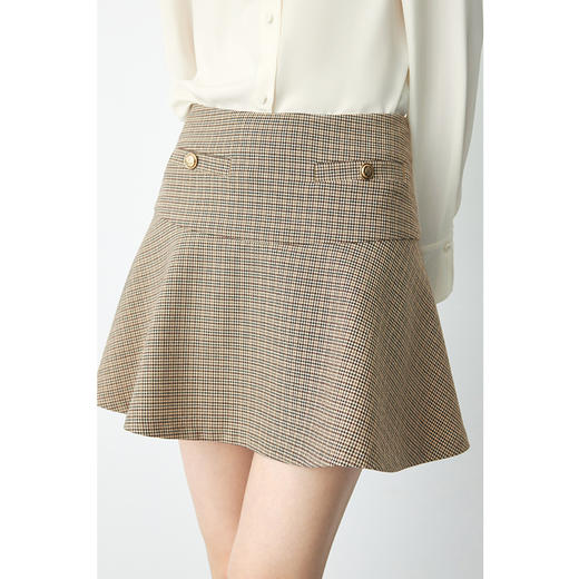 【严选】诗凡黎春千鸟格金属装饰纽扣半身裙SF1240021 商品图0