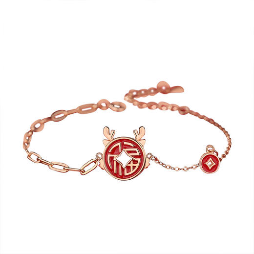 原创金钱币龙手链女【复古国潮 中国风福字手环】龙年新中式 铜钱手饰品 商品图4