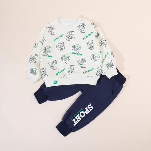 贝贝怡套装男童两件休闲春季2024新款百搭卫衣儿童长裤运动服童装ZB1DT001 商品图8