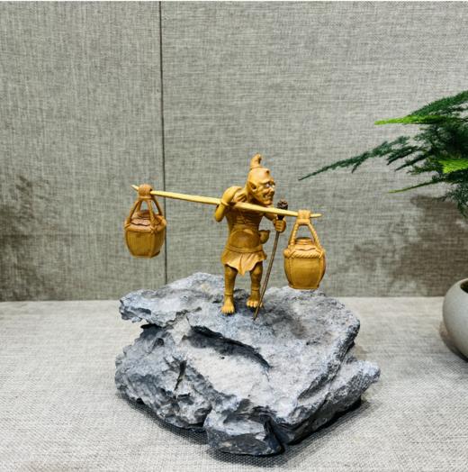 运财°黄杨木+灵璧石摆件 商品图0