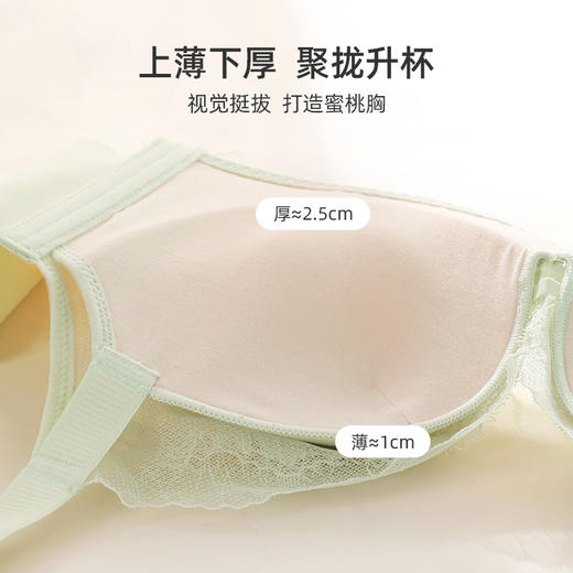 【强聚拢】熳洁儿 内衣女小胸聚拢蜜桃胸显大文胸舒适无钢圈无痕美背仙气蕾丝24261503 商品图5