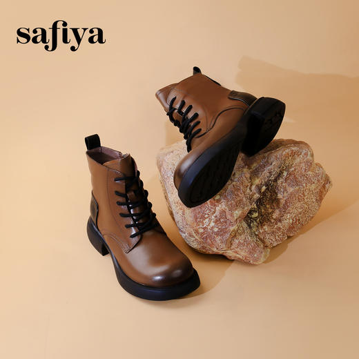 超值精选 | Safiya/索菲娅2023冬季潮酷街头粗跟英伦风圆头马丁靴 SF33912353 商品图3
