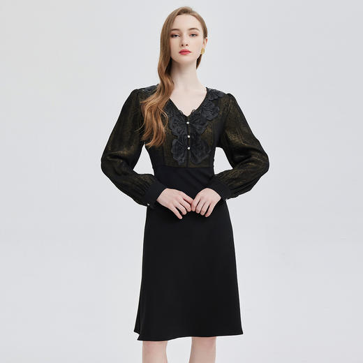 PE835斯尔丽2024春夏新款立体拼接礼服连衣裙 商品图0