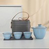 【GZ】无忧购汝窖快客杯陶瓷旅行茶具一壶三杯（灰色皮包）（截单后7天发货) 商品缩略图6