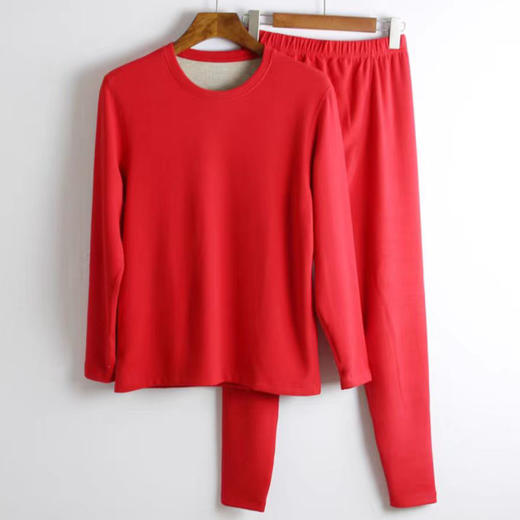 【大红套装】【女士羊毛蚕丝圆领保暖套装】女士新款保暖套装蚕丝套装保暖衣【FF25821】 商品图1