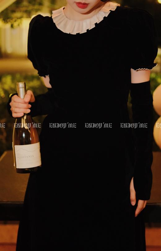 【门店同款】ENJOY冬季花边圆领套袖礼裙 155417767 商品图3