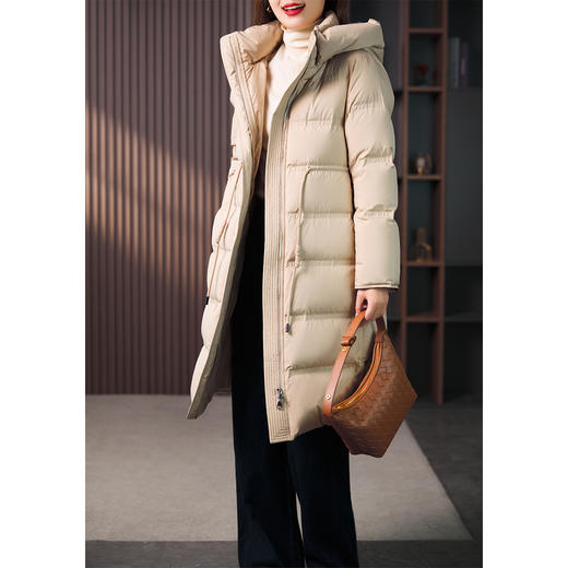 原形90白鹅绒连帽气质羽绒服女2023冬季新款收腰修身加厚保暖外套 商品图1