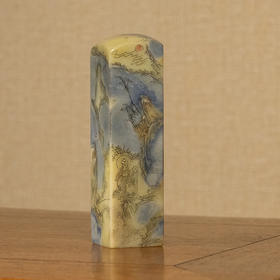 民国 青田石封门青山水人物印章料