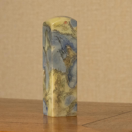 民国 青田石封门青山水人物印章料 商品图0