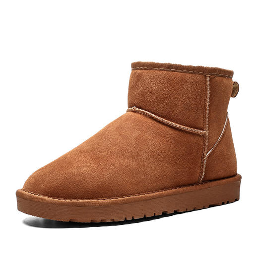 雀说经典真皮雪地靴男加绒防寒棉靴保暖短靴大码冬季大棉鞋AL5854 商品图4