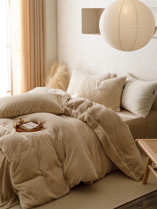 现代风欧貂云绒保暖被套床品抗静电加厚牛奶绒四件套家纺 心选到家 商品图3