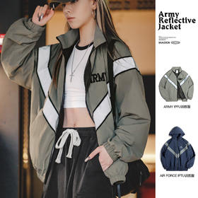 马登 复古ARMY反光飞行员夹克速干运动训练服上衣外套秋冬女