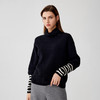 【高领条纹宽松羊绒衫】羊绒世家秋冬新款女士100%山羊绒内搭保暖毛衣 商品缩略图0