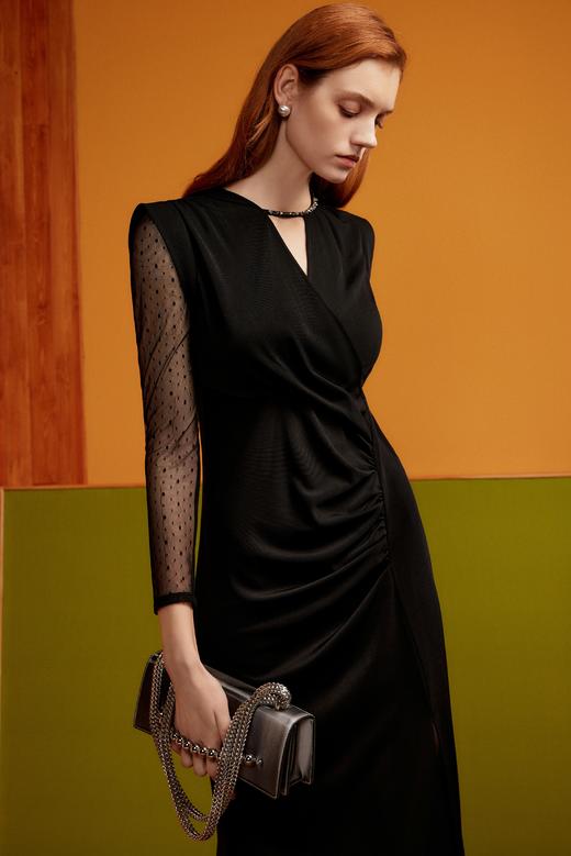 SAFICOO【焕变】系列 优雅女人 腰腹部褶皱设计 长款鱼尾连衣裙 商品图2