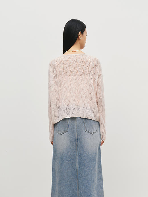 28支苏格兰进口邓肯羊绒 朦胧感镂空针织衫（两色）FJ3618229 商品图3