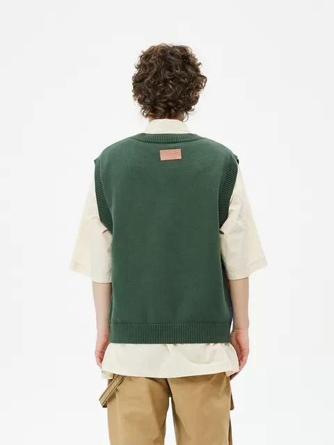 1F【INXX】中性可拆卸花朵背心彩色格纹无袖针织衫 商品图2