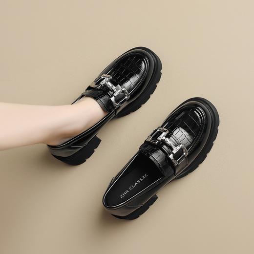 ZHR玛丽珍鞋2024春季新款洋气时尚休闲英伦风百搭水钻厚底乐福鞋 商品图4