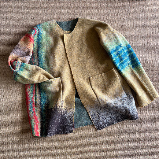 BNC×Azure Pepper冬季双面穿宽松彩色小众自制提花缩绒绵羊毛外套 商品图4