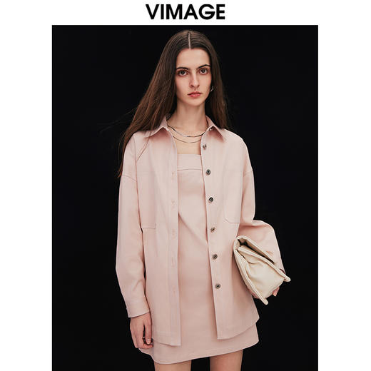 VIMAGE纬漫纪春季新款宽松舒适衬衫外套V2103707 商品图3